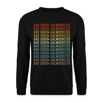 Bad Soden-Salmuenster Stadt Retro Vintage - Unisex Pullover - Schwarz - Vorne - Alina (178cm) & Michal (187cm)