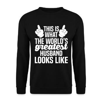 World's Greatest Husband Father Papa Grandpa Husband - Unisex Sweatshirt - black - Front - Alina (178cm) & Michal (187cm)
