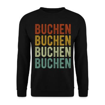 Buchen Stadt Retro Vintage - Unisex Pullover - Schwarz - Vorne - Alina (178cm) & Michal (187cm)