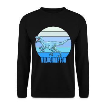 Velociraptor für einen Dino Fan und Dinosaurier - Unisex Pullover - Schwarz - Vorne - Alina (178cm) & Michal (187cm)