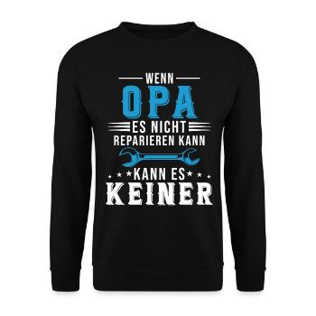 Si Papy Ne Peut Pas Le Réparer Personne Ne Peut - Sweat-shirt Unisexe - noir - Devant - Alina (178cm) & Michal (187cm)