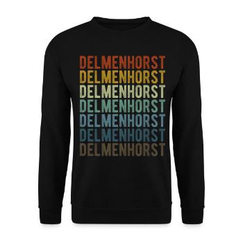 Delmenhorst Stadt Retro Vintage - Unisex Pullover - Schwarz - Vorne - Alina (178cm) & Michal (187cm)