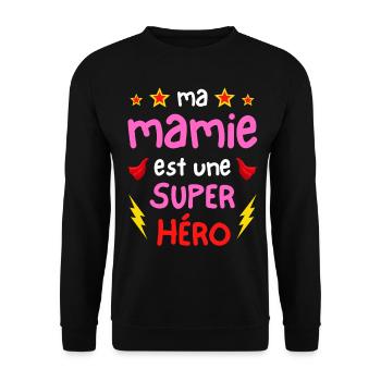 Ma mamie est une super héro - cape et éclairs - Sweat-shirt Unisexe - noir - Devant - Alina (178cm) & Michal (187cm)