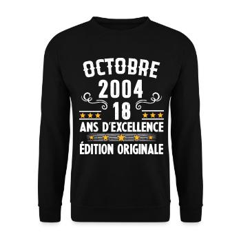 18 Ans Anniversaire Vintage Né(e) en Octobre 2004 - Sweat-shirt Unisexe - noir - Devant - Alina (178cm) & Michal (187cm)