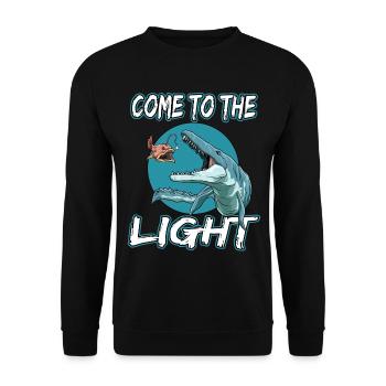 Come To The Light Elasmosaurus Laternenfisch - Unisex Pullover - Schwarz - Vorne - Alina (178cm) & Michal (187cm)