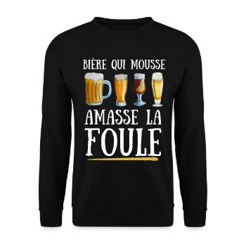 Bière qui mousse amasse la foule - Sweat-shirt Unisexe - noir - Devant - Alina (178cm) & Michal (187cm)
