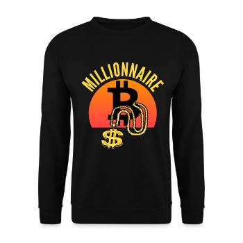 Bitcoin Hip-Hop Millionaire BTC - Unisex Sweatshirt - black - Front - Alina (178cm) & Michal (187cm)