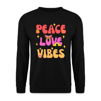 Pace Love Vibes 60s 70s Flower Power - Sweat-shirt Unisexe - noir - Devant - Alina (178cm) & Michal (187cm)