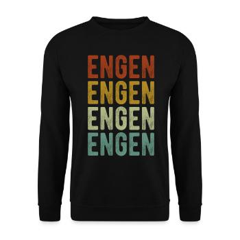 Engen Stadt Retro Vintage - Unisex Pullover - Schwarz - Vorne - Alina (178cm) & Michal (187cm)