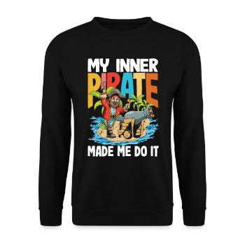 My Inner Pirate Made Me Do It für einen Piraten - Unisex Pullover - Schwarz - Vorne - Alina (178cm) & Michal (187cm)