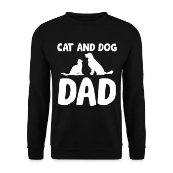 Cat And Dog Dad Cats Dogs Pets Animals Cat And - Unisex Pullover - Schwarz - Vorne - Alina (178cm) & Michal (187cm)