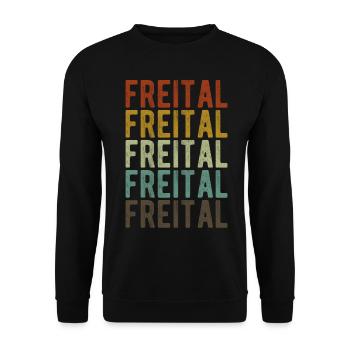 Freital Stadt Retro Vintage - Unisex Pullover - Schwarz - Vorne - Alina (178cm) & Michal (187cm)