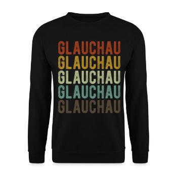 Glauchau Stadt Retro Vintage - Unisex Pullover - Schwarz - Vorne - Alina (178cm) & Michal (187cm)