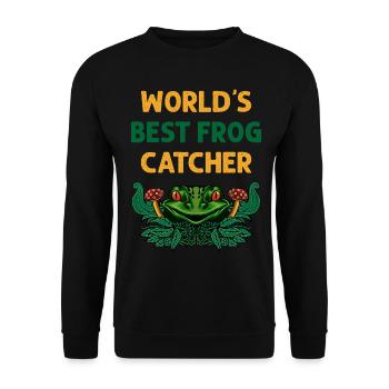 Der Beste Frosch Fänger der Welt Frosch mit Frosch - Unisex Pullover - Schwarz - Vorne - Alina (178cm) & Michal (187cm)