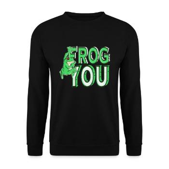 Frosch Dich grüner Frosch zeigt Finger für Frosch - Unisex Pullover - Schwarz - Vorne - Alina (178cm) & Michal (187cm)