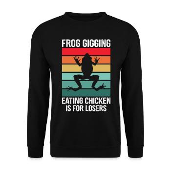 Frosch Jagd den Hähnchen essen ist für Verlierer - Unisex Pullover - Schwarz - Vorne - Alina (178cm) & Michal (187cm)