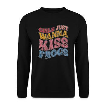 Mädchen wollen nur Frösche küssen für Prinzessinen - Unisex Pullover - Schwarz - Vorne - Alina (178cm) & Michal (187cm)