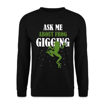 Frag mich etwas über die Frosch Jagd Frosch Jäger - Unisex Pullover - Schwarz - Vorne - Alina (178cm) & Michal (187cm)
