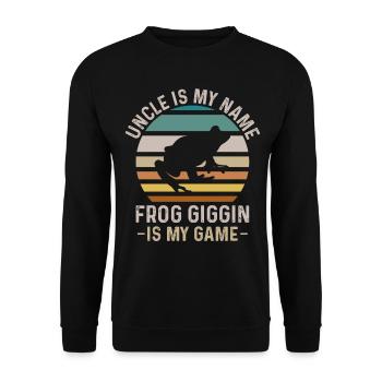 Onkel ist mein Name Frosch Jagd ist mein Hobby - Unisex Pullover - Schwarz - Vorne - Alina (178cm) & Michal (187cm)