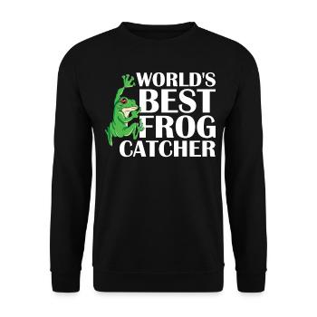 Bester Frosch Fänger der Welt mit grünem Frosch - Unisex Pullover - Schwarz - Vorne - Alina (178cm) & Michal (187cm)