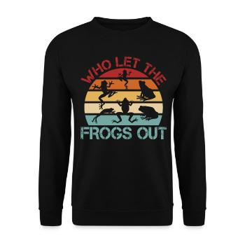 Who Let The Frogs Out für Frosch Jäger - Unisex Pullover - Schwarz - Vorne - Alina (178cm) & Michal (187cm)