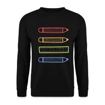 Pencils and vintage ruler - Unisex Sweatshirt - black - Front - Alina (178cm) & Michal (187cm)