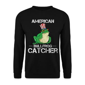 Amerikanischer Ochsenfrosch Fänger fängt und isst - Unisex Pullover - Schwarz - Vorne - Alina (178cm) & Michal (187cm)