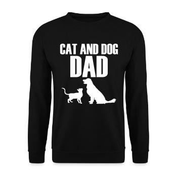 Cat And Dog Dad Cats Dogs Pets Animals Cat And - Unisex Pullover - Schwarz - Vorne - Alina (178cm) & Michal (187cm)