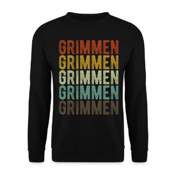 Grimmen Stadt Retro Vintage - Unisex Pullover - Schwarz - Vorne - Alina (178cm) & Michal (187cm)