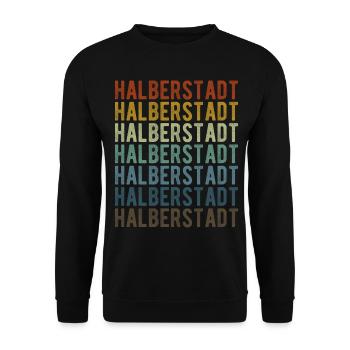 Halberstadt Stadt Retro Vintage - Unisex Pullover - Schwarz - Vorne - Alina (178cm) & Michal (187cm)