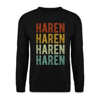 Haren Stadt Retro Vintage - Unisex Pullover - Schwarz - Vorne - Alina (178cm) & Michal (187cm)