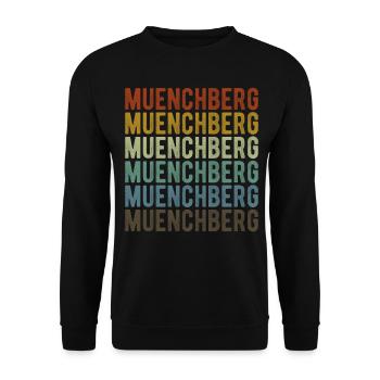 Muenchberg Stadt Retro Vintage - Unisex Pullover - Schwarz - Vorne - Alina (178cm) & Michal (187cm)