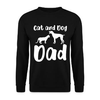 Cat And Dog Dad Cats Dogs Pets Animals Cat And - Unisex Pullover - Schwarz - Vorne - Alina (178cm) & Michal (187cm)