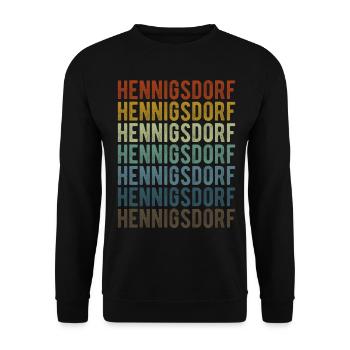 Hennigsdorf Stadt Retro Vintage - Unisex Pullover - Schwarz - Vorne - Alina (178cm) & Michal (187cm)