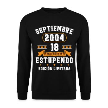 18 Ans Anniversaire Vintage Né(e) Septembre 2004 - Sweat-shirt Unisexe - noir - Devant - Alina (178cm) & Michal (187cm)