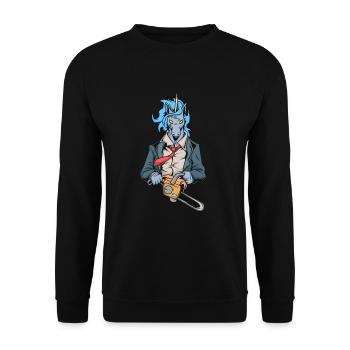 Monster Animals - Tronçonneuse Licorne - Sweat-shirt Unisexe - noir - Devant - Alina (178cm) & Michal (187cm)