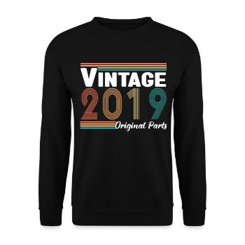 Vintage 2019 Jubiläum Retro Geschenk - Unisex Pullover - Schwarz - Vorne - Alina (178cm) & Michal (187cm)