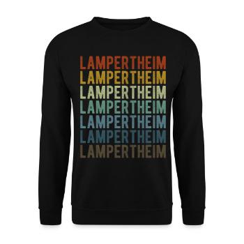 Lampertheim Stadt Retro Vintage - Unisex Pullover - Schwarz - Vorne - Alina (178cm) & Michal (187cm)