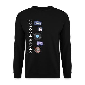 Schallplatte und Freunde - Never Forget - Unisex Pullover - Schwarz - Vorne - Alina (178cm) & Michal (187cm)
