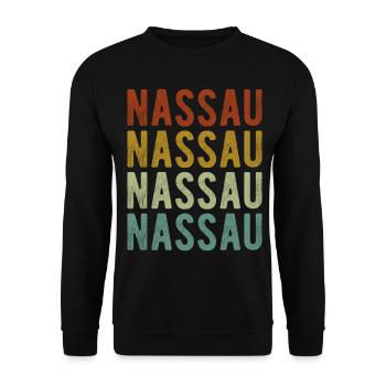 Nassau Stadt Retro Vintage - Unisex Pullover - Schwarz - Vorne - Alina (178cm) & Michal (187cm)