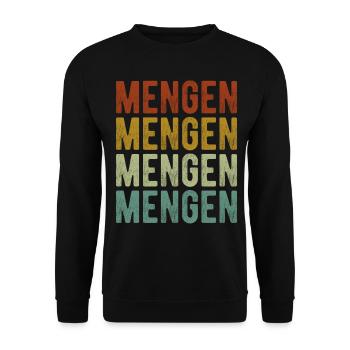 Mengen Stadt Retro Vintage - Unisex Pullover - Schwarz - Vorne - Alina (178cm) & Michal (187cm)