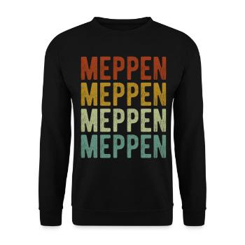 Meppen Stadt Retro Vintage - Unisex Pullover - Schwarz - Vorne - Alina (178cm) & Michal (187cm)