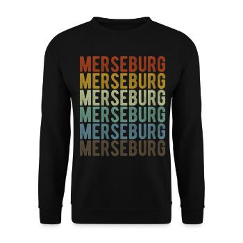 Merseburg Stadt Retro Vintage - Unisex Pullover - Schwarz - Vorne - Alina (178cm) & Michal (187cm)