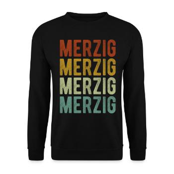 Merzig Stadt Retro Vintage - Unisex Pullover - Schwarz - Vorne - Alina (178cm) & Michal (187cm)