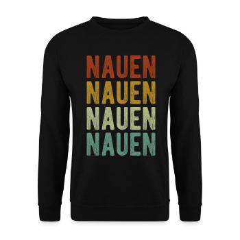 Nauen Stadt Retro Vintage - Unisex Pullover - Schwarz - Vorne - Alina (178cm) & Michal (187cm)