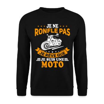 Je Ne Ronfle Pas Je Rêve Que Je Suis Une Moto - Sweat-shirt Unisexe - noir - Devant - Alina (178cm) & Michal (187cm)