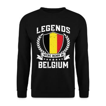 Vintage Design Belgische Flagge Belgien - Unisex Pullover - Schwarz - Vorne - Alina (178cm) & Michal (187cm)