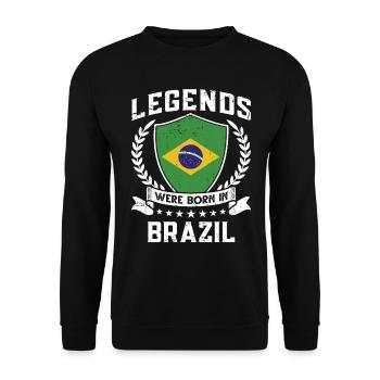 Vintage Design Brazilian Flag Brazil - Unisex Sweatshirt - black - Front - Alina (178cm) & Michal (187cm)