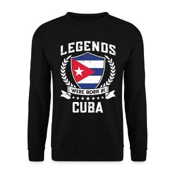 Vintage Design Cuban Flag Cuba - Unisex Sweatshirt - black - Front - Alina (178cm) & Michal (187cm)