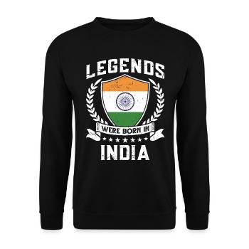 Vintage Design Indian Flag India - Unisex Sweatshirt - black - Front - Alina (178cm) & Michal (187cm)